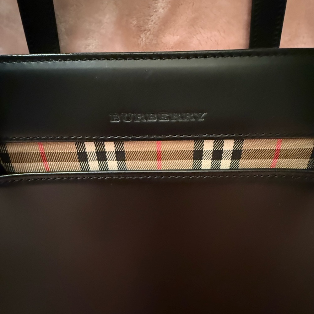 Burberry Black and Check Leather Handbag - Picture 2 of 9